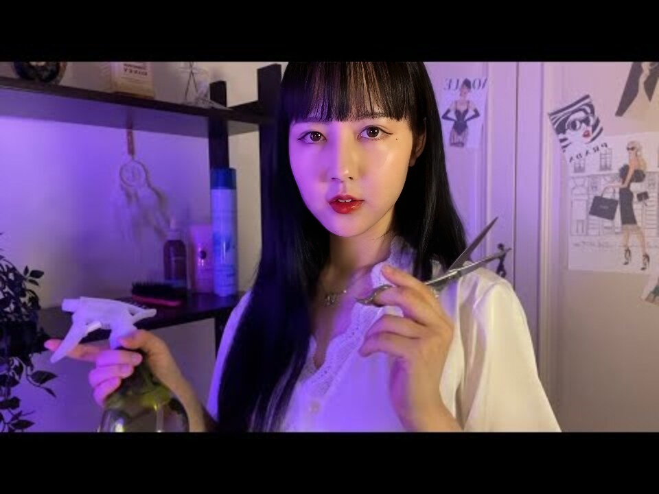 ASMR Welcome to Strange girl's Hair SalonRP(Realistic Hair Cut, Shampoo, Styling)