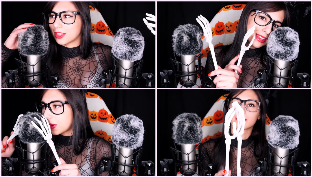 ASMR Fluffy Mic Scratching to Ting your BONES (w/HALLOWEEN Trigger Words and Soft Whispers) 蕾丝Asmr ASMR视频